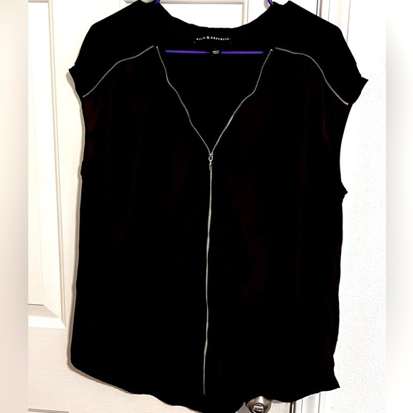 Rock & Republic Tops - Rock & Republic Womens Full Zip Sleeveless Sheer Vest Large Black/purple Top